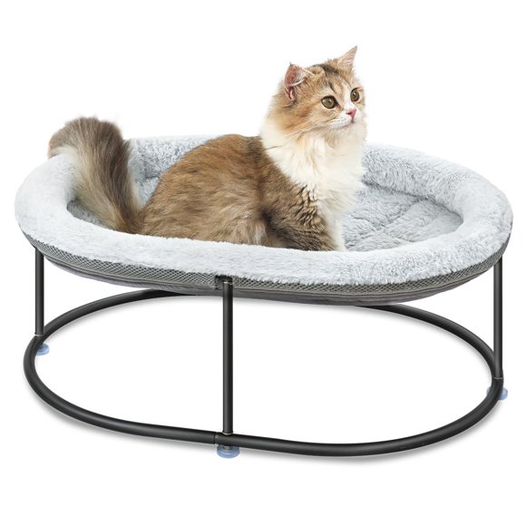 Hamaca Elevada para Gatos Zoratoo, Cama Acogedora y Cálida, Gris