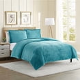 thumbnail image 3 of Nestl  Reversible Cut Plush Duvet Cover Set -  Soft Front Cut Plush Fleece & Back Brushed Microfiber Comforter Cover Teal Queen 3 Piece, 3 of 5