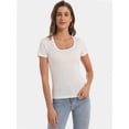 thumbnail image 3 of Women's T Shirts Short Sleeve Scoop Neck Basic Going Out Tops Fashion Slim Fit Tee, 3 of 6
