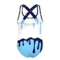 thumbnail image 4 of Shadoumai Girls One Piece Swimsuit Size 8-9 Front Criss Cross Tankini Sets Lightweight Color Block Ruffle Bathing Suit Stretch Strap Girls' Swimwear with Print Shorts, 4 of 5