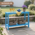 thumbnail image 3 of Bstjewey Outdoor 48" 2-Tier Console Table, Weatherproof HIPS, Blue, 3 of 7