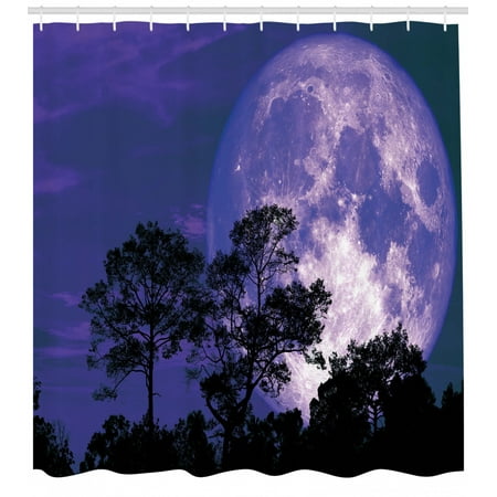Full Moon Shower Curtain Tree Silhouettes On A Field And Moon