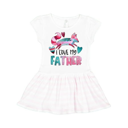 

Inktastic I Love My Father Pink and Blue Fox with Hearts Gift Toddler Girl Dress