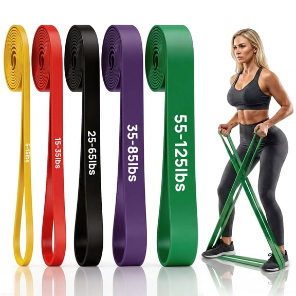 TICKJOY Pull Up Assistance Bands, 5-Level Resistance Bands for Working Out, Pull Up Bands for Men & Women, Exercise Bands for Full-Body Training, Fitness,  Stretch Workout Bands at Home, Gym