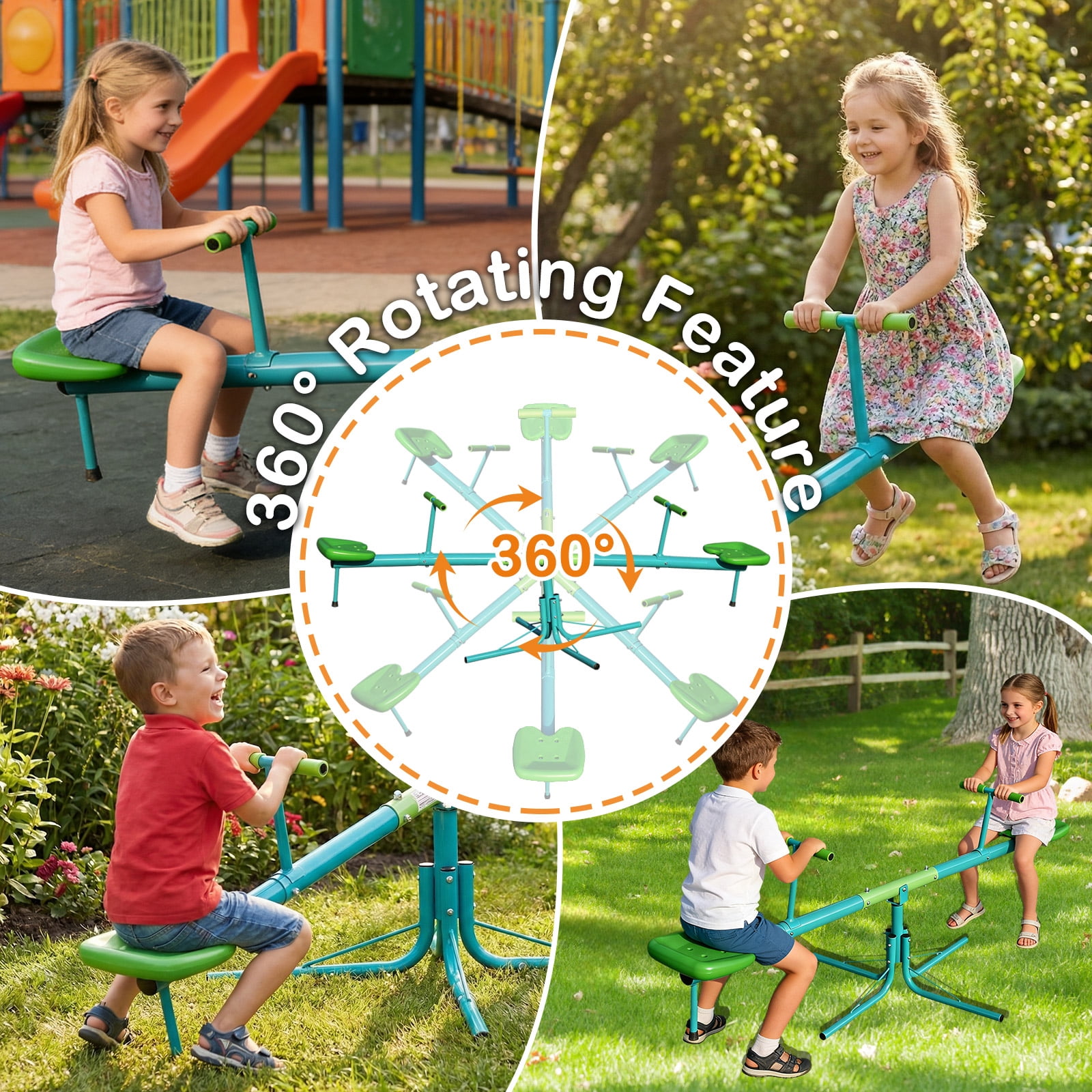 Swiveling 360 Degrees Toddlers Sit and Spin Teeter Totter, Seesaw, Kids Seesaw Outdoor Play Equipment for Backyard Playground
