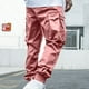 thumbnail image 4 of Pantalones largos para hombre, informales, lisos, con bolsillo, cintura elástica, para exteriores, con cordón ajustable, para trabajo, 4 of 5