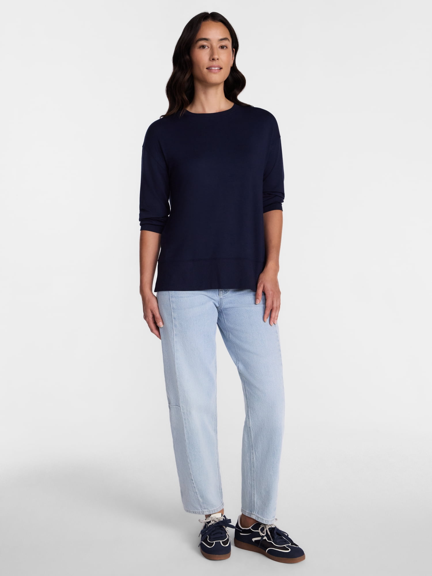 Time and Tru Women's and Women's Plus French Terry Tunic Sweatshirt, Sizes XS-XXXL