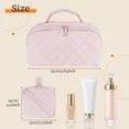 thumbnail image 3 of Lomyolo Travel Makeup Bag for Women, 2Pcs Puffer Cosmetic Bags Large Capacity, Toiletry Bag Waterproof Portable, Wide Open Cosmetic Organizer Pouch with Compartments for Toiletries & Brushes-PINK, 3 of 7