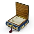 thumbnail image 2 of Handcrafted Radiant Blue 30 Note Roses and Ribbons Musical Jewelry Box with Lock and Key - I'll Make Love to You, 2 of 2