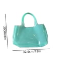 thumbnail image 3 of Light Blue Jelly Tote Bag Glossy Transparent PVC Shoulder Handbag Large Capacity Shopping Bag, 3 of 5