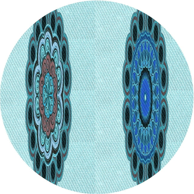 Ahgly Company Machine Washable Indoor Square Transitional Glacial Blue Ice Blue Area Rugs, 3' Square