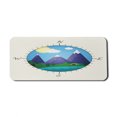 thumbnail image 1 of Travel Computer Mouse Pad, Compass with Mountains Tent a Bonfire and a Lake Adventurous Logo Design, Rectangle Non-Slip Rubber Mousepad X-Large, 35" x 15", Eggshell Multicolor, by Ambesonne, 1 of 2