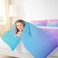 thumbnail image 4 of jejeloiu Pastel Star Pattern Queen Comforter Set Kids,Dreamy Print Bedding Comforter Set For Girls,Reversible,3pcs, 4 of 8
