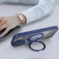 thumbnail image 3 of for iPhone 16 Plus Case with Integrated Lens Protector, [Foldable Stand & Rotatable Ring Holder], Glossy Shockproof Bumper Dustproof Clear Women Men Case for iPhone 16 Plus, Blue, 3 of 10