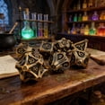 thumbnail image 6 of 7 Pieces D&D Dice Set Leaf Metal Hollow Polyhedral Dice for Role Playing Games and Other Tabletop Games,Dungeons & Dragons Board Games, 6 of 7