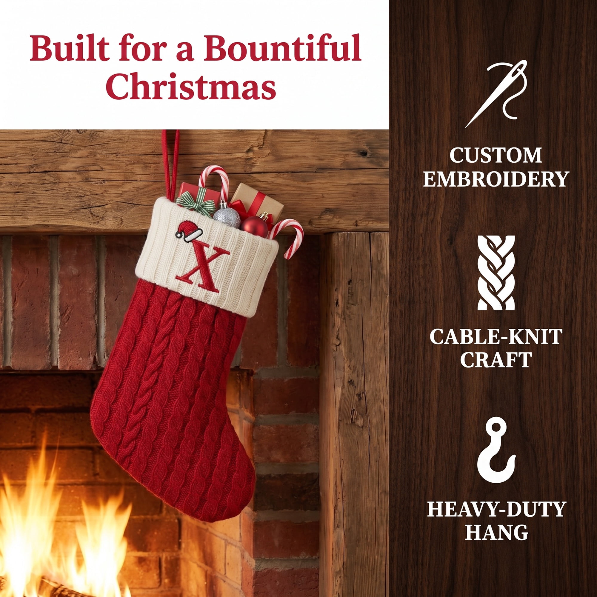 Unique Bargains Cartoon Christmas Luxury Grand Hearth Accent Stocking Letter X 8"