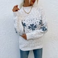 thumbnail image 1 of Blouse Décontractée à Manches Longues Croisées Col Rond avec Poche Imprimée Neige Aguichant pour Femmes Automne Hiver, 1 of 4
