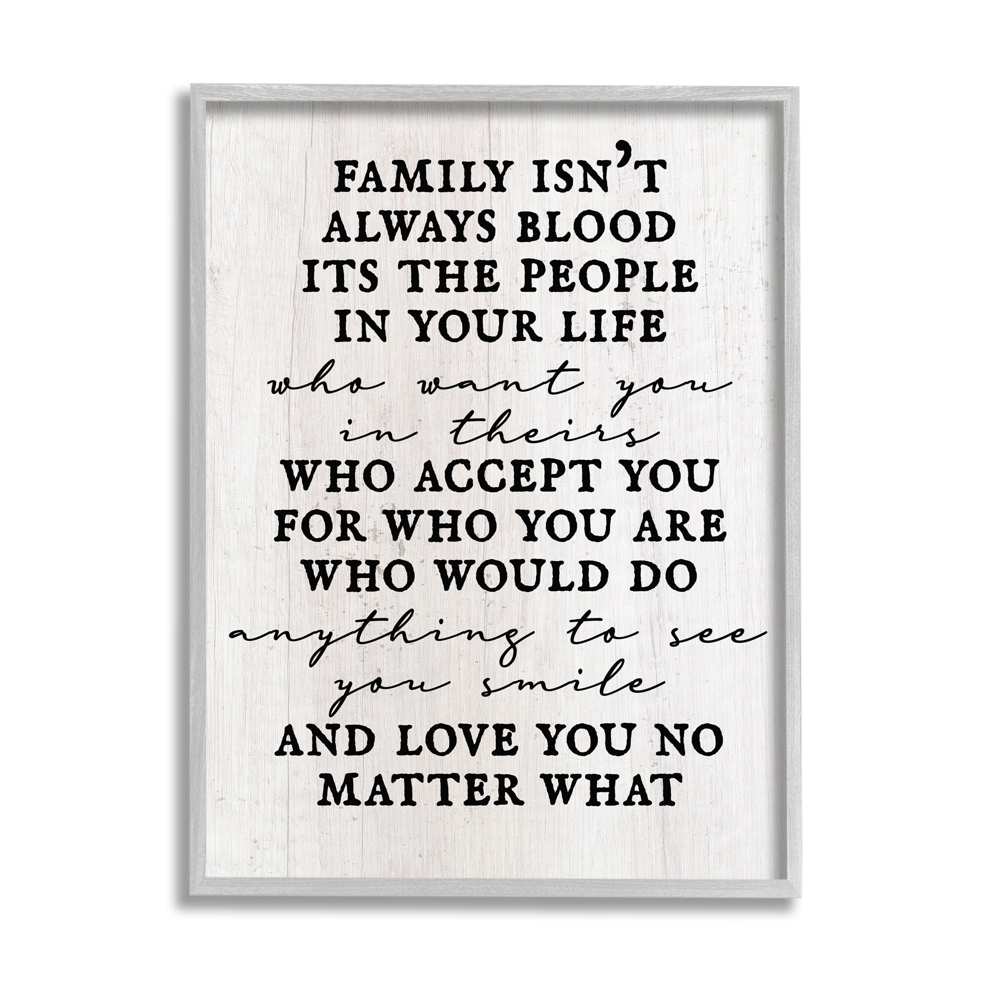 Stupell Industries Moving Family Quote Acceptance Text Plank Patterned Graphic Art Gray Framed Art Print Wall Art, Design by Daphne Polselli