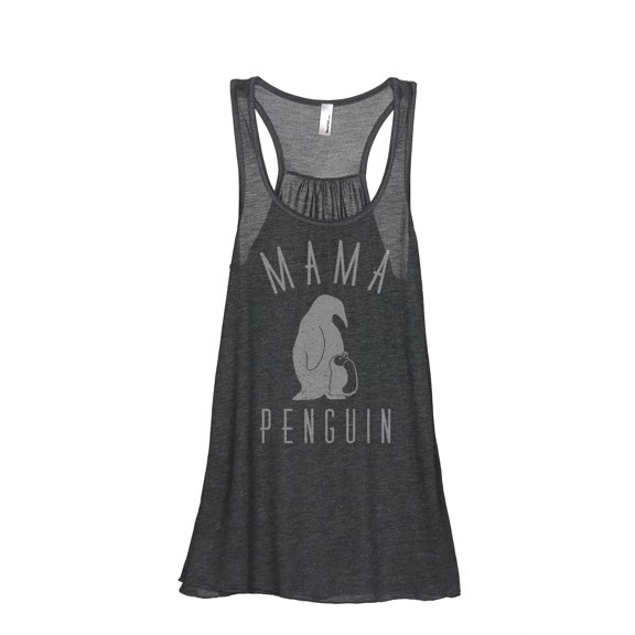 Thread Tank Mama Penguin Women's Sleeveless Flowy Racerback Tank Top Charcoal Small