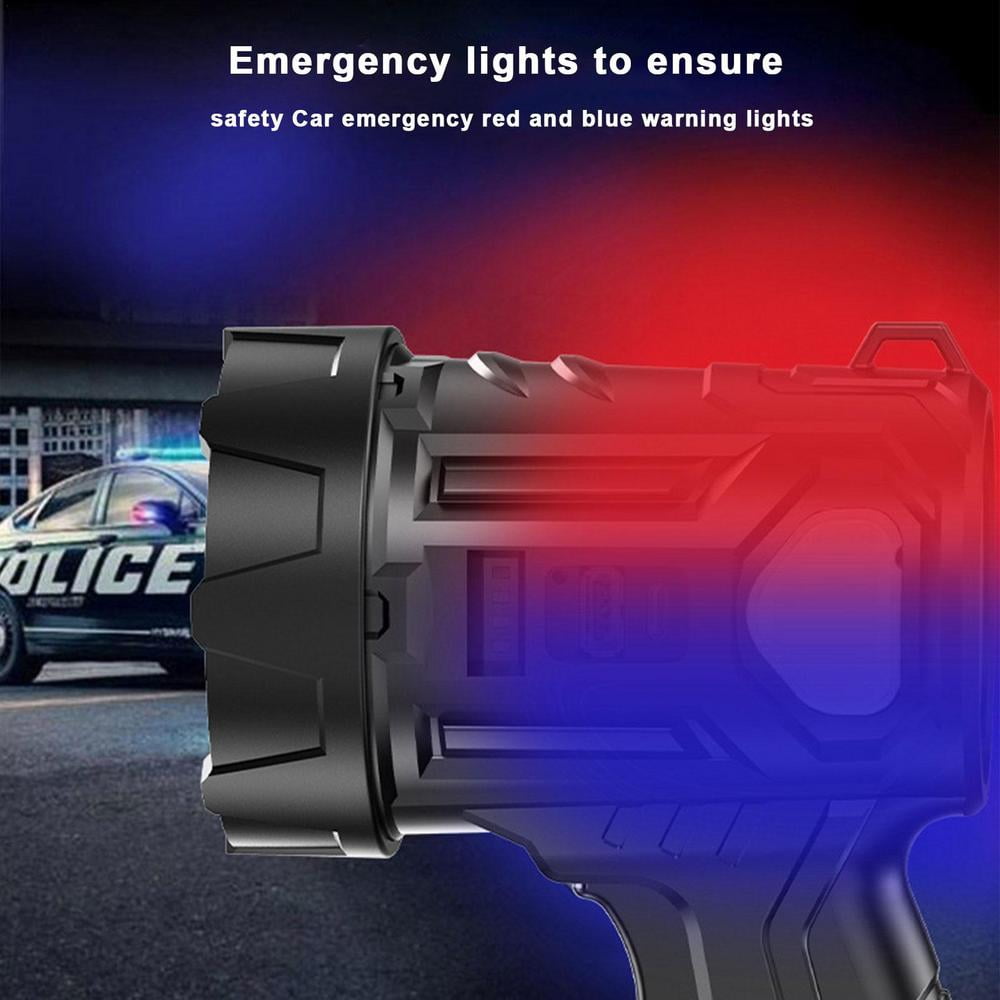 Rechargeable Spotlight Flashlight with Solar Panels, 3000 Lumen Outdoor Handheld Spot Lights and Flood Light and 3 Colors Lenses for Boating Hunting and Camping