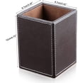 thumbnail image 2 of czcpp-PU Leather Square Pens Pencils Holder Desk Organizer Office Desk Accessories Container Box, 2 of 3