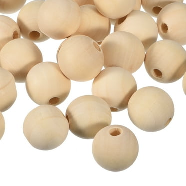 30Pack 22mm Natural Wood Spacer Beads, 5mm Large Hole Unfinished Round Wooden Beads