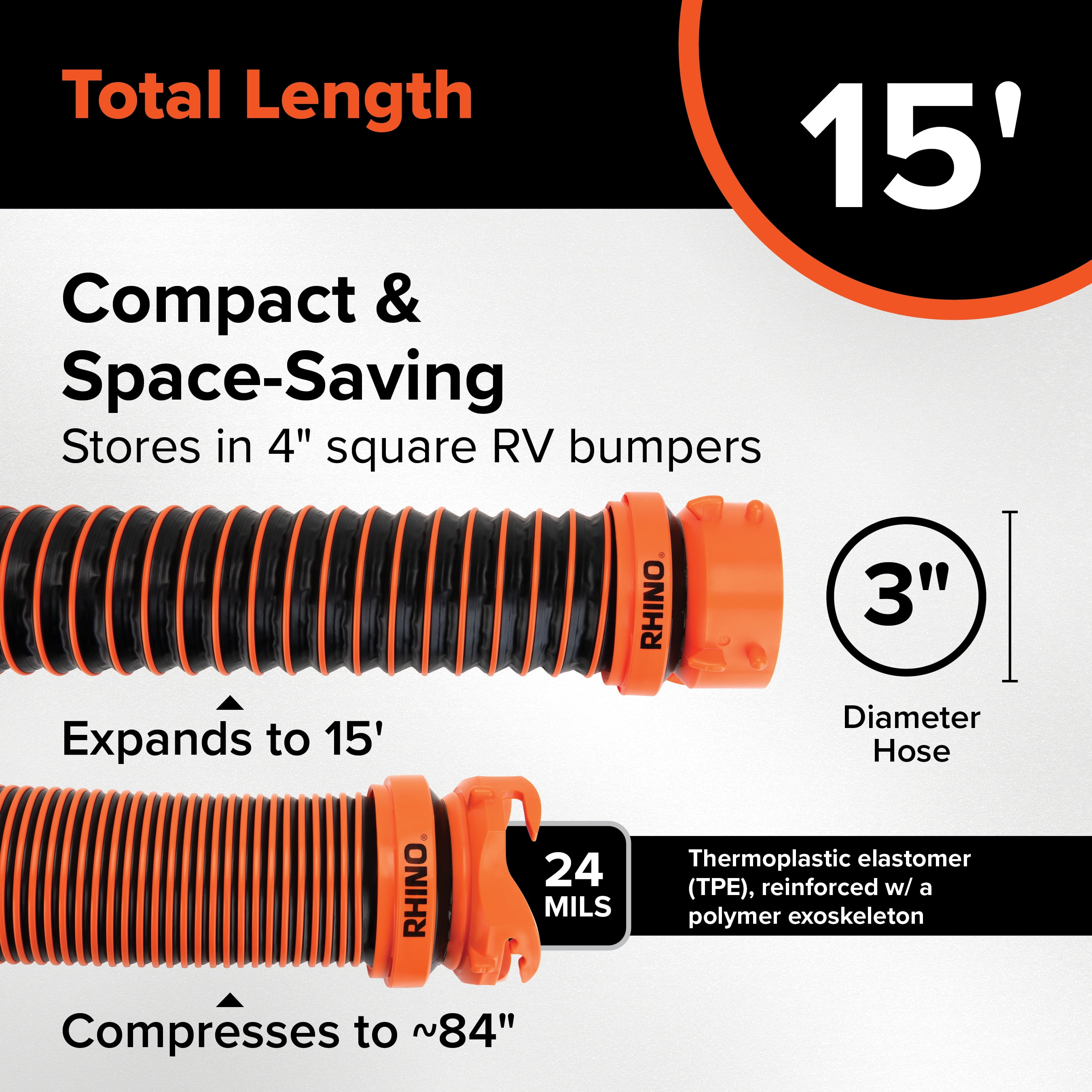 Camco Rhino RV Combo Kit, w/15' RhinoEXTREME Hose (E/F)