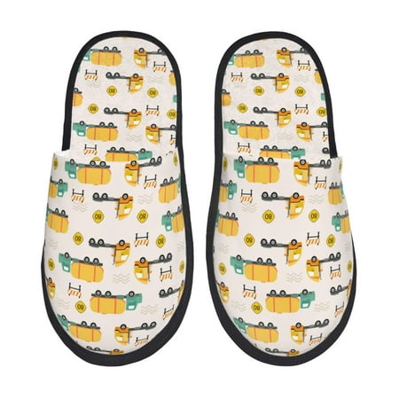 Balery Cars Slient Indoor Furry Fleece Comfort House Shoes Soft Non-Slip Home Shoes Cotton slippers House Slippers-- Medium