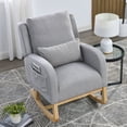 thumbnail image 3 of High Back Fabric Rocker Armchair with Pillow and Storage / Ideal for Living Area, 3 of 6