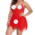 thumbnail image 2 of zuwimk Women Lingerie V Neck Nightwear Satin Sleepwear Lace Chemise Mini Teddy Z-Red,L, 2 of 5