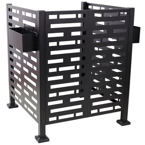 CQSXDA 3x3FT Metal AC Privacy Fence with Planter Box, Galvanized Steel Outdoor Enclosure for Trash Cans