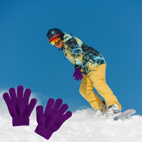 Kumdkd Kids Winter Gloves Split Finger Design - Thermal Acrylic Knit Mittens for School & Snow Play - Unisex Cold Weather Handwear