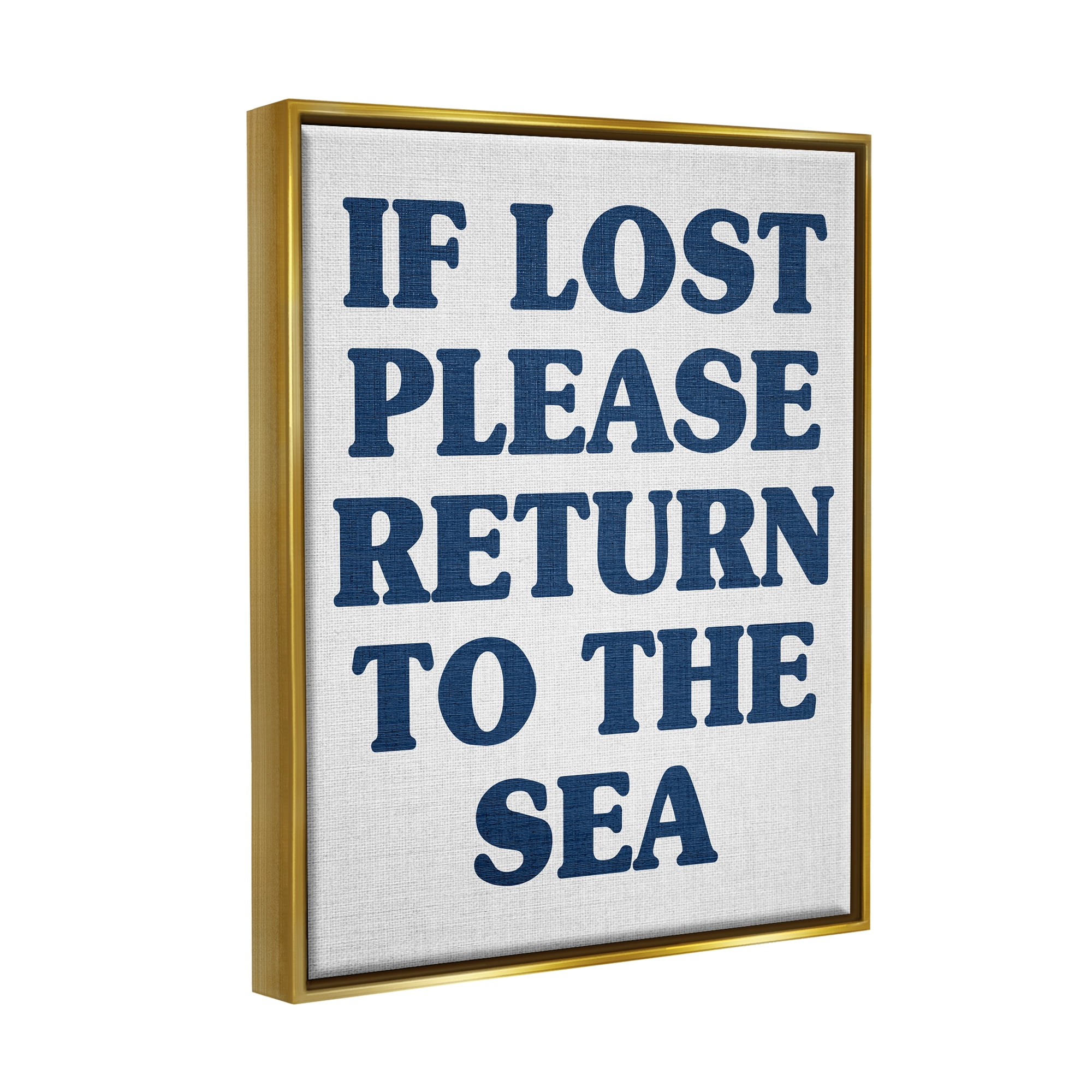 Stupell Industries Return to Sea Phrase Nature Painting Gold Floater Framed Canvas Art Print Wall Art, 25 x 31