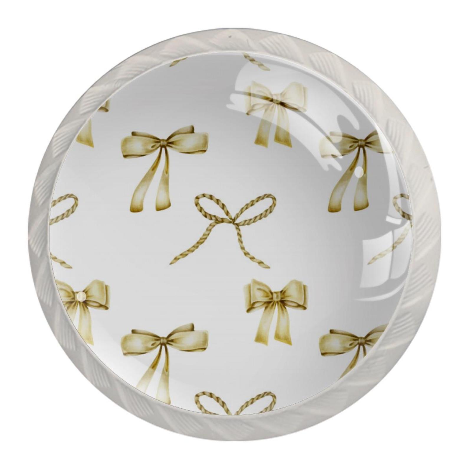 Ownta Golden Bows Round Glass Drawer Handles Knobs Pulls with screws
