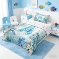 thumbnail image 2 of Manfei Watercolor Underwater Letter A Axolotl Sea Turtle Twin Comforter Sets for Kids Boys and Girls, Nautical Alphabet Print Bedding Set, Stars Reversible 2pcs, 1 Comforter and 1 Pillowcase, 2 of 6