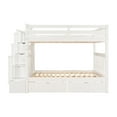 thumbnail image 6 of Full Over Full Bunk Bed with Shelves & 6 Storage Drawers, Solid Wooden Bunk Bed Frame with Storag Staircase & Safety Guardrail, Detachable Bunk Beds for Kids Teens Adults, White, 6 of 9