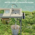 thumbnail image 3 of Outsunny Folding Fish Cleaning Table with Sinks, Outdoor Fillet Table with Faucet, Drainage Hose, Sprayer, Shelf, Drawer and Storage Basket, Tan, 3 of 9