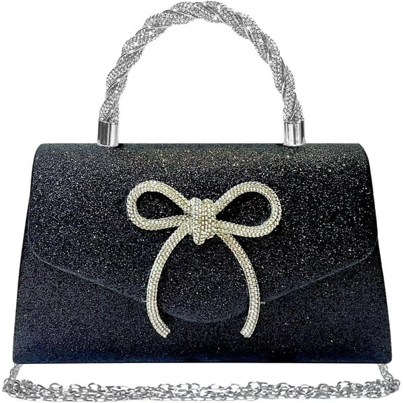 Kwuty Women Evening Bag Sparkly Bow Clutch Purses Wedding Glitter Rhinestone Clutch Bags Dressy Handbags for Party, Prom