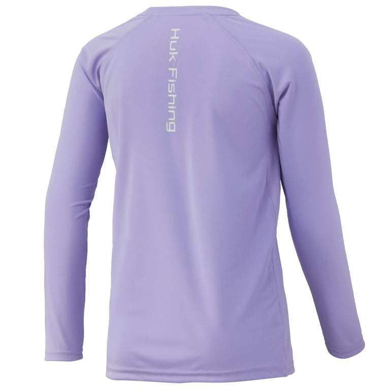 HUK Kids' Standard Pursuit Long Sleeve Sun Protecting Fishing Shirt  (Lavender, Medium)