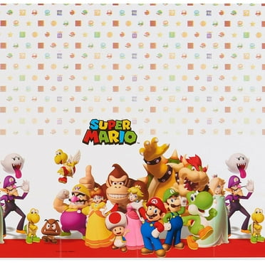 Super Mario Party Tablecloth - Colorful Plastic Cover for Kids Birthday, Gaming Events, 54" x 96" Rectangle Design, Fun & Durable Decoration