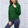thumbnail image 5 of Stamzod Cropped Sweatshirts for Women 2025 Solid Color Quarter Zip Pullover Women Tops with Pocket Fall Fashion Must Haves Green XL, 5 of 7