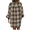 thumbnail image 2 of Xuanfei Women Plaid Lapel Collar Button Down Long Sleeve Shirt Dress, 2 of 7