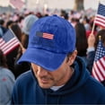 thumbnail image 2 of 250th Anniversary USA Embroidered Hat Adjustable Washed Casual Baseball Cap Patriotic Heritage Tribute Gift for Men Women Veterans,Blue, 2 of 6