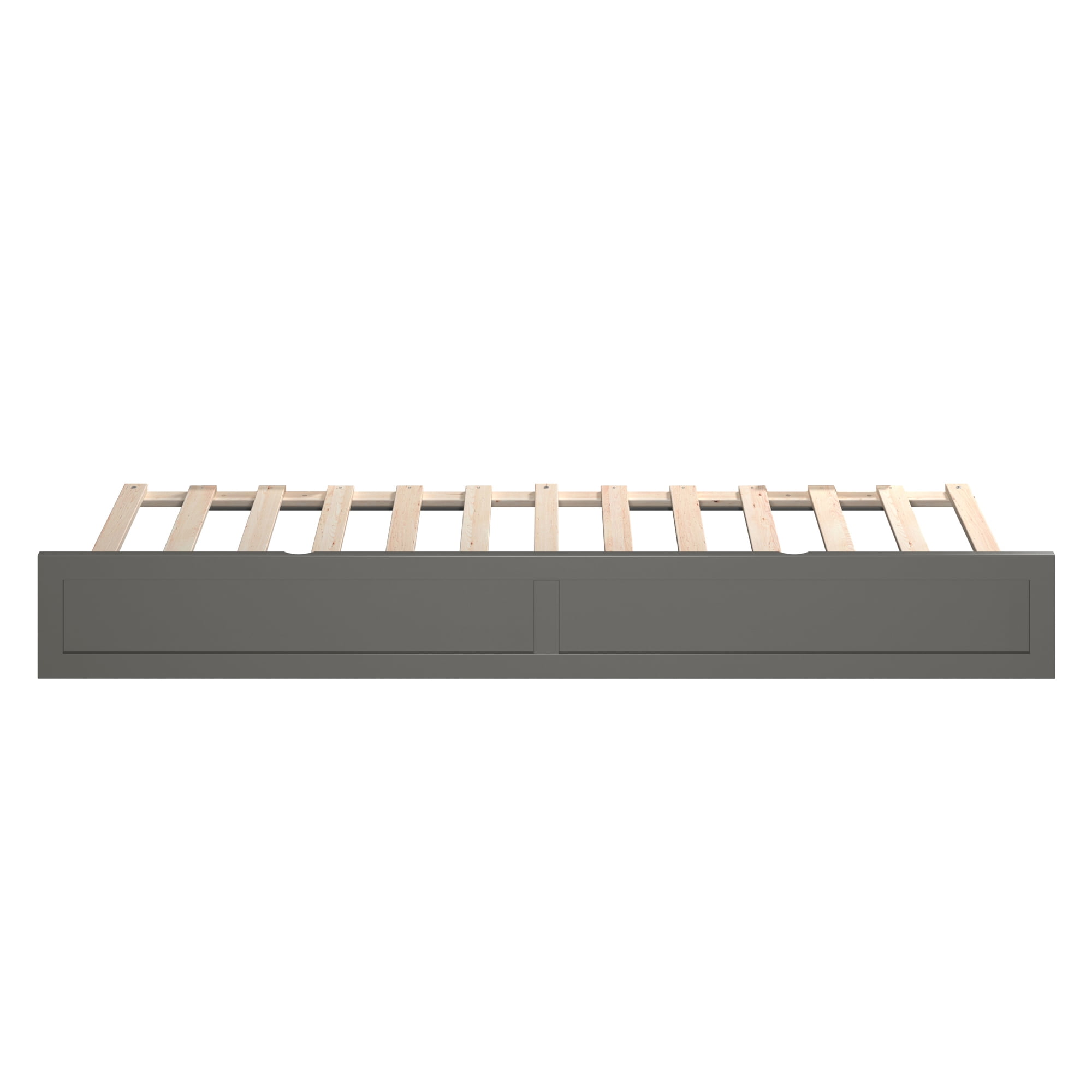 AFI Twin-XL Roll Out Wood Trundle Bed Frame with Wooden Slat Supports, Grey