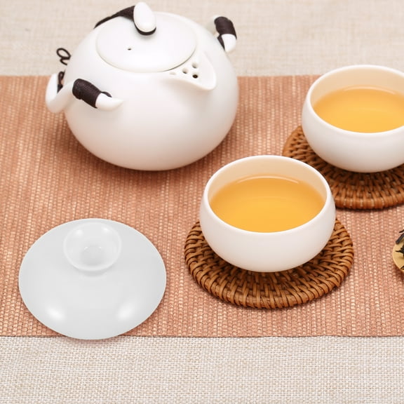 RENACLIPY Ceramic Tea Cup Lids Heat-Resistant White for Teaware Collection 2Pcs