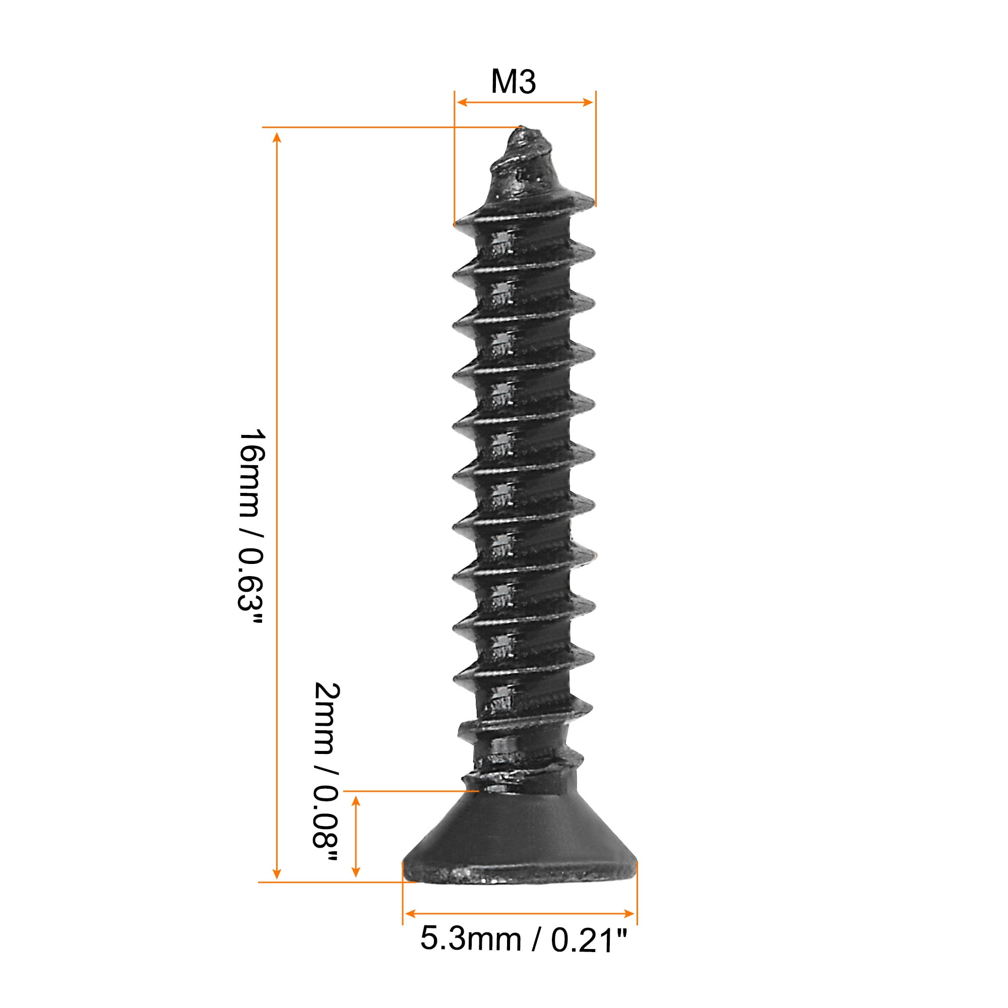 Unique Bargains Wood Screws Phillips Flat Head Carbon Steel Black M3 x 16mm