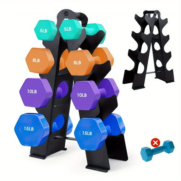 Heavy Duty A Frame Dumbbell Rack Stand 150lb Capacity, Steel Construction with Non Slip Base for 5 15lb Dumbbells, Space Saving Home Gym Organizer