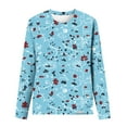 thumbnail image 5 of HKEJIAOI T-Shirts à Manches Longues en Polyester pour Femmes Imprimé Graphique Blouses Habillées Tops Décontractés Manches Longues Col Rond, 5 of 5