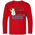 thumbnail image 3 of Inktastic Up to Snow Good with Snowman and Snowflakes Long Sleeve Youth T-Shirt, 3 of 5
