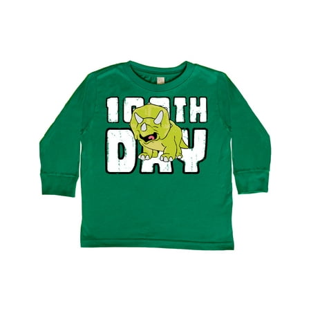 

Inktastic School 100th Day with Cute Triceratops Gift Toddler Boy or Toddler Girl Long Sleeve T-Shirt